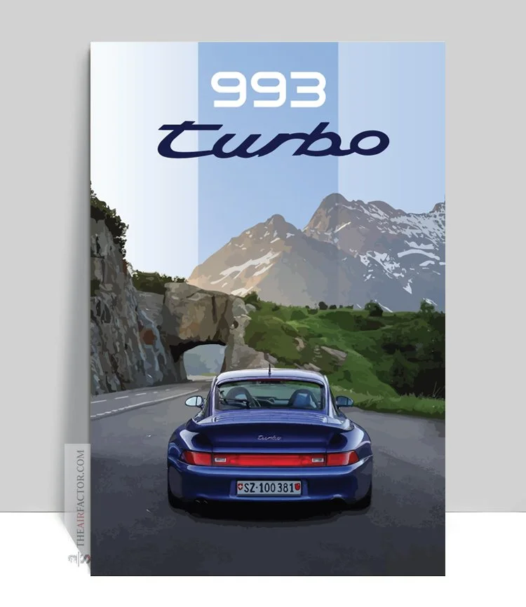 ポスター KM The Air Factor-ALUMINUM POSTERS Porsche 993 Turbo Blue Alps
